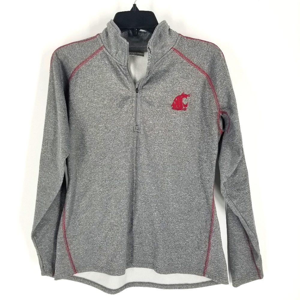 WSU Cougar Pullover Zip Sweatshirt Women Logo Med